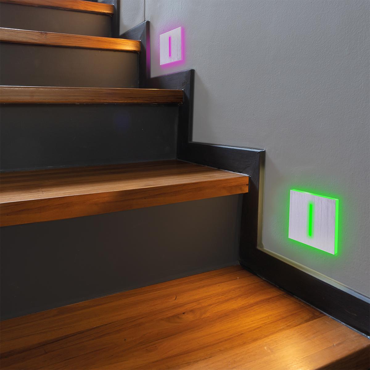 LED Treppenleuchte eckig Alu-gebürstet - Lichtfarbe: RGB Warmweiß 3W - Lichtaustritt: Fokus