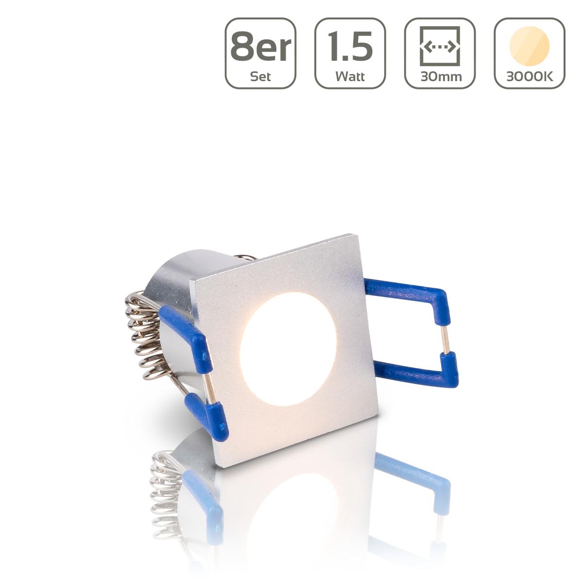 LED Mini Einbauspot 1.5W 12V 3000K IP20 35x35mm - Form: eckig - Anzahl: 8x