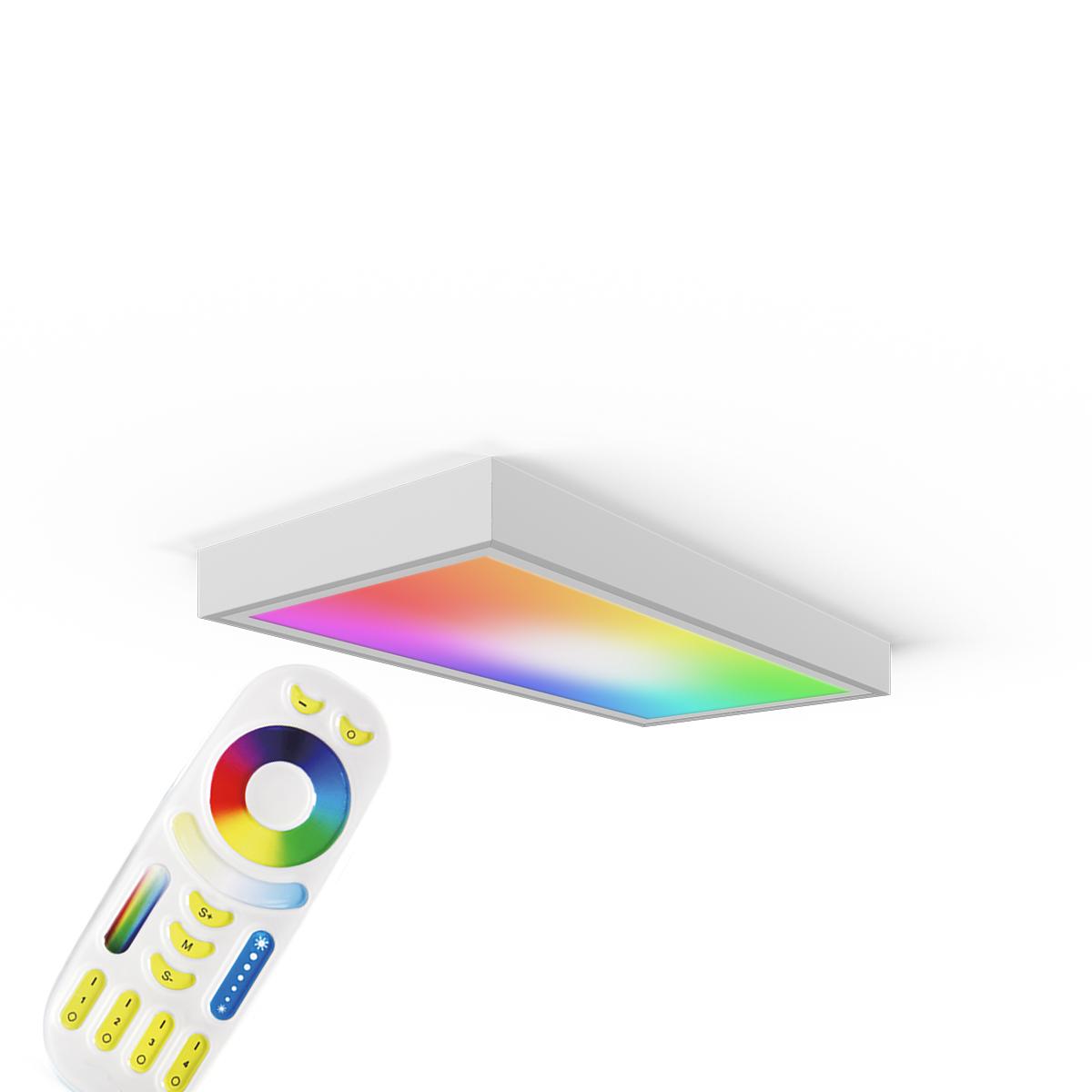 RGB+CCT LED Panel 60x30cm inkl. MiBoxer Smarthomesteuerung 24W 24V Rahmen weiß - Panelmontage:  Aufbaurahmen Click weiß