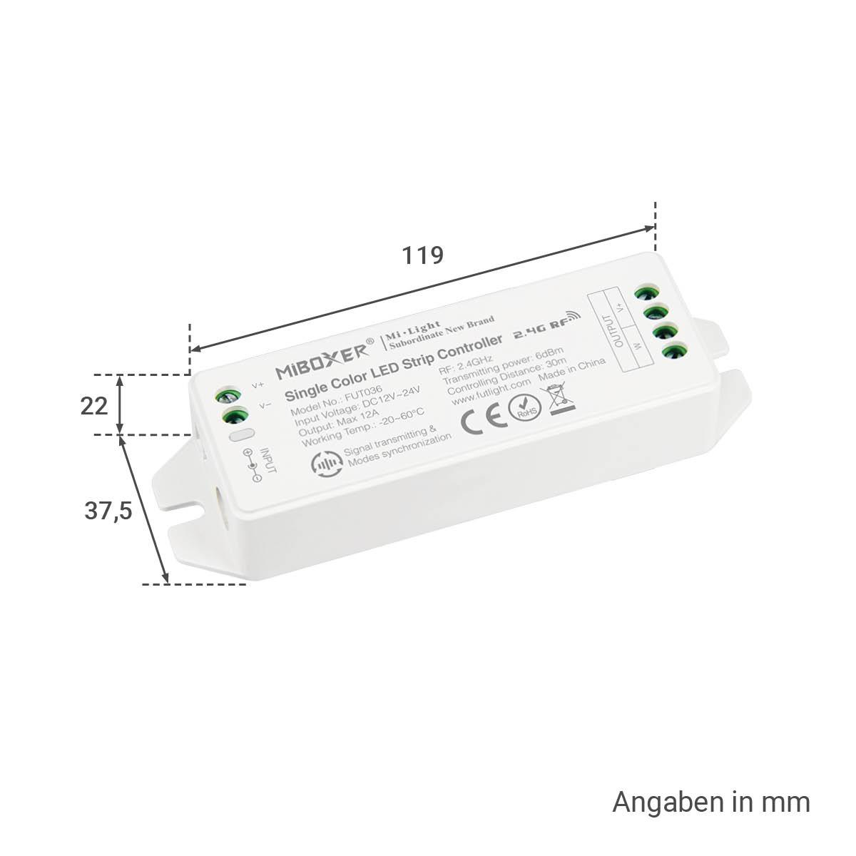 MiBoxer LED Dimmer 1 Kanal 12/24V LED Strip Panel Steuerung FUT036M | 4269