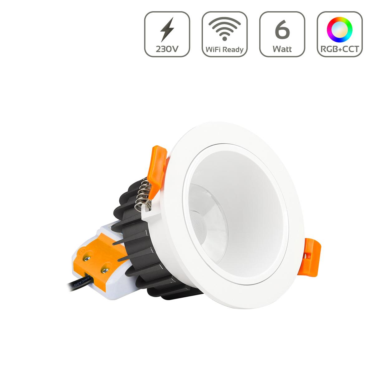 MiBoxer RGB+CCT LED Einbaustrahler Reflector rund weiss 6W Ø114mm 2.4GHz WiFi ready FUT070