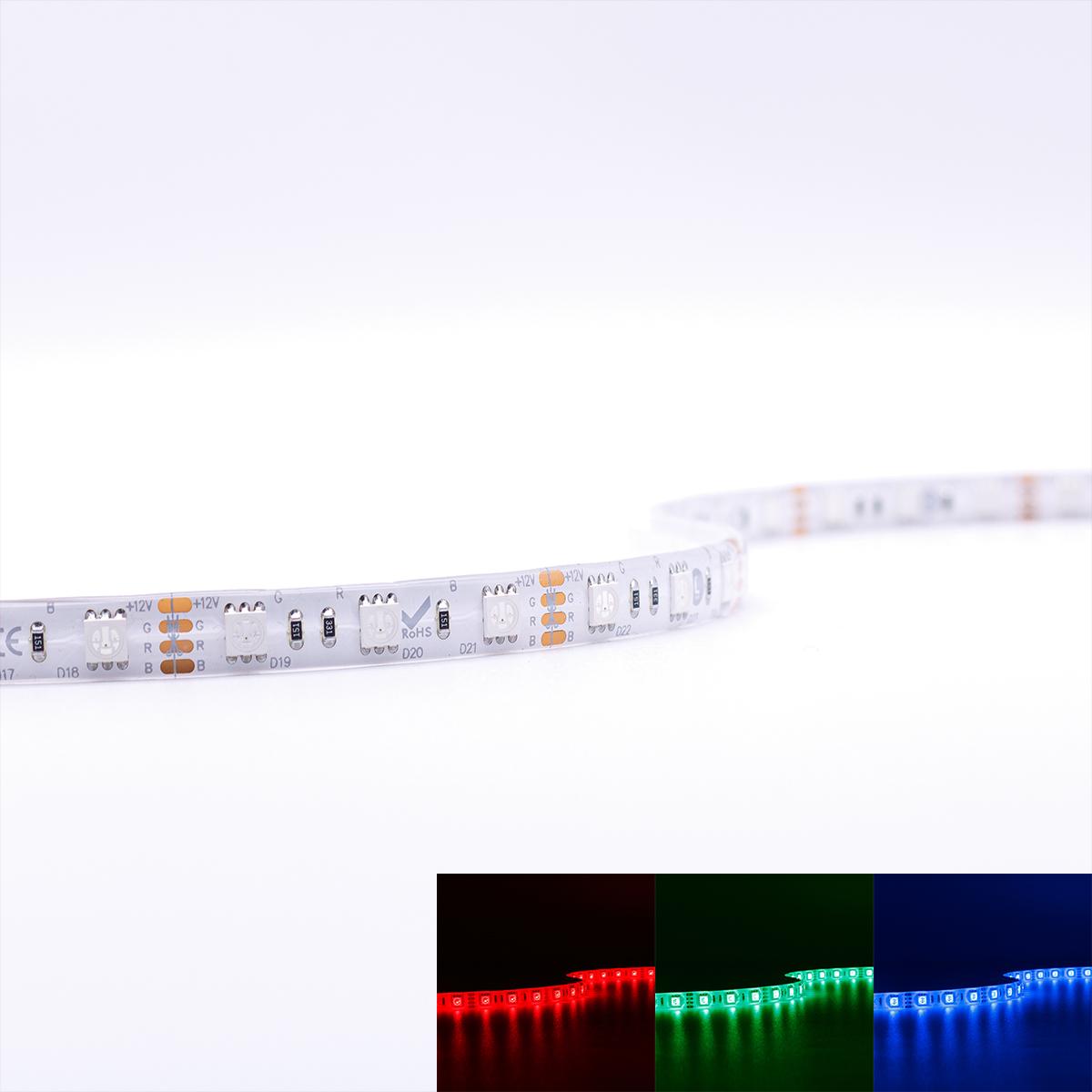 Strip RGB 12V LED Streifen 5M 14,4W/m 60LED/m 10mm IP65 Farbwechsel