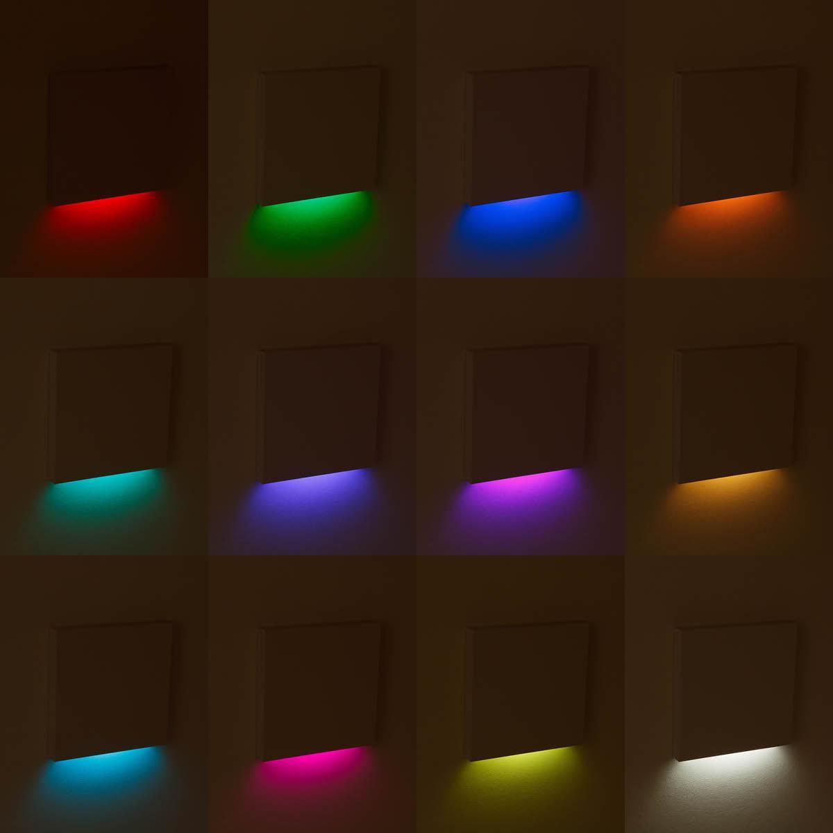 LED Treppenleuchte eckig weiß 230V - Lichtfarbe: RGB Warmweiß 3W - Lichtaustritt: Kato