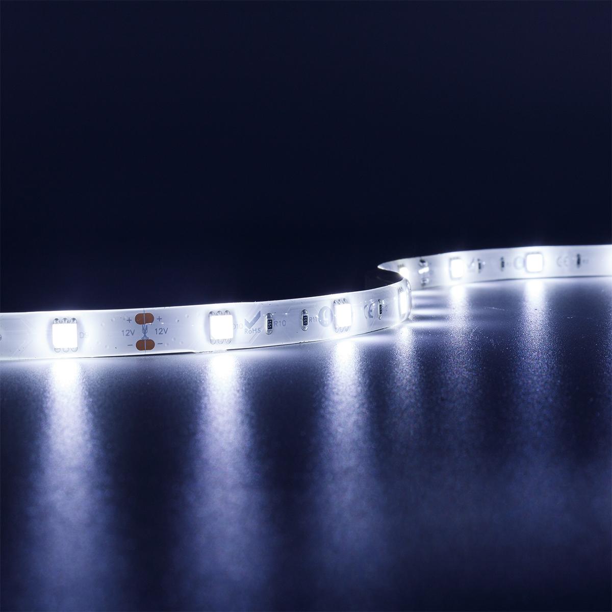 Strip 12V LED Streifen 5M 7,2W/m 30LED/m 10mm - Lichtfarbe: Kaltweiß 6000K - Schutzart: IP65