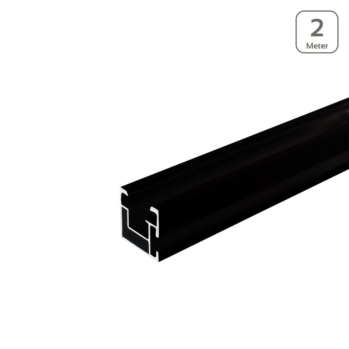 Avanti Profil schwarz eloxiert mit seitlicher Anbindung/Hammerkopfschr. M10 - Länge: 2 Meter - MwSt: 19% für Geschäftskunden