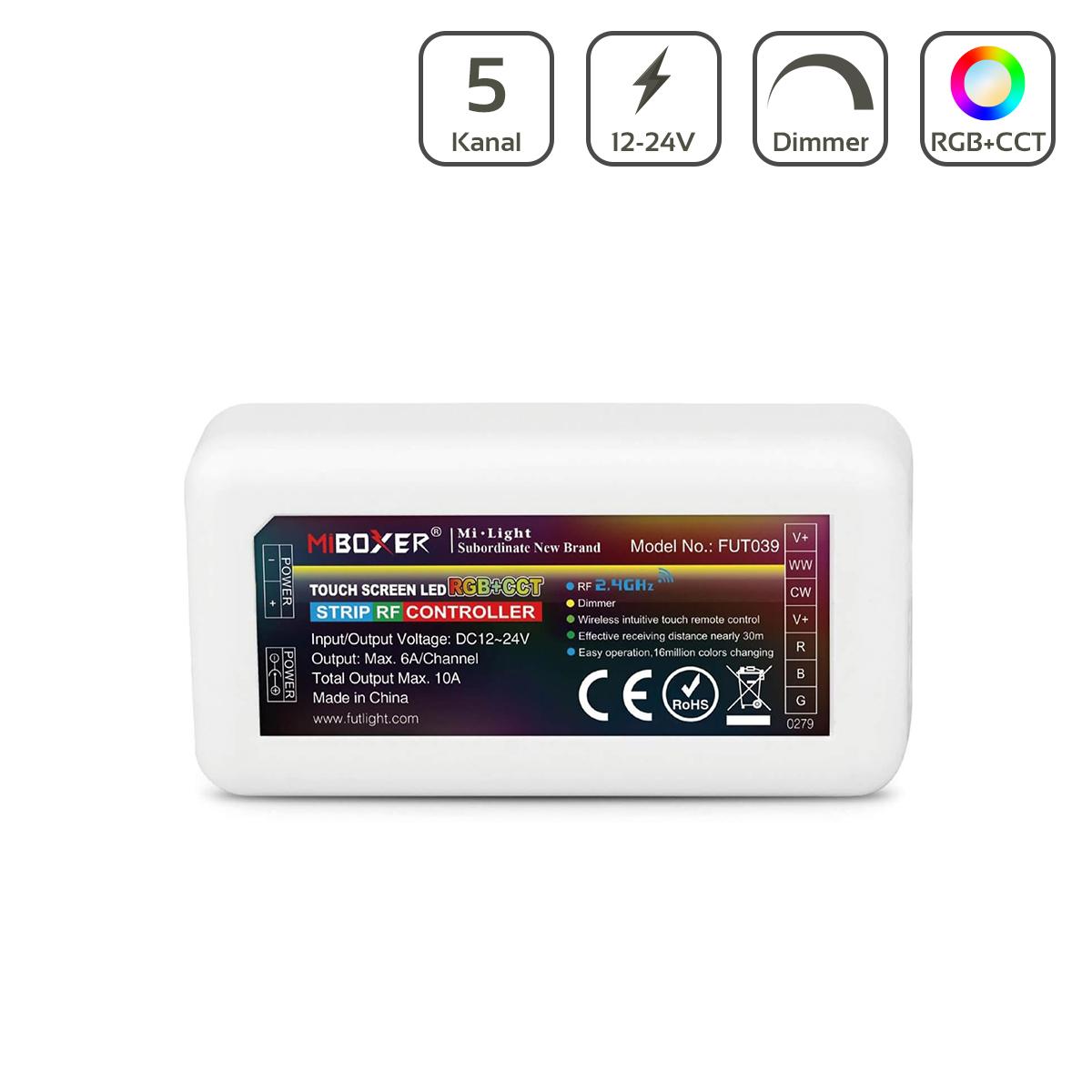 MiBoxer RGB+CCT LED Controller 5 Kanal 12/24V Multifunktion LED Strip Panel Steuerung FUT039