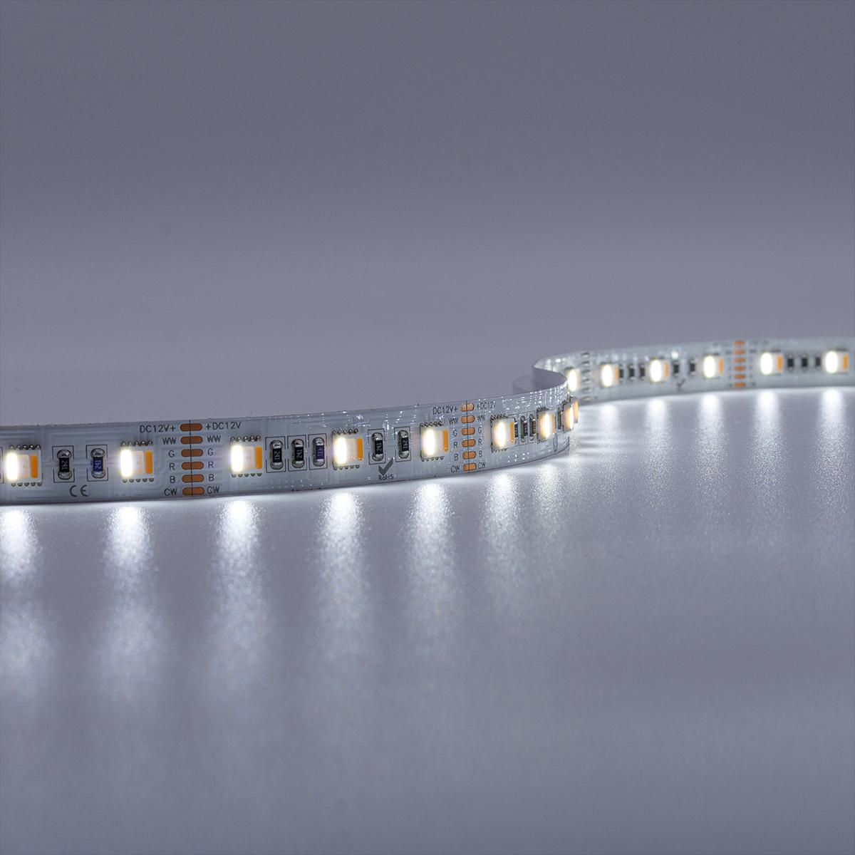 Strip 12V LED Streifen 5M 18W/m 60LED/m 12mm - Lichtfarbe: RGB+CCT Dual Weiß - Schutzart: IP20