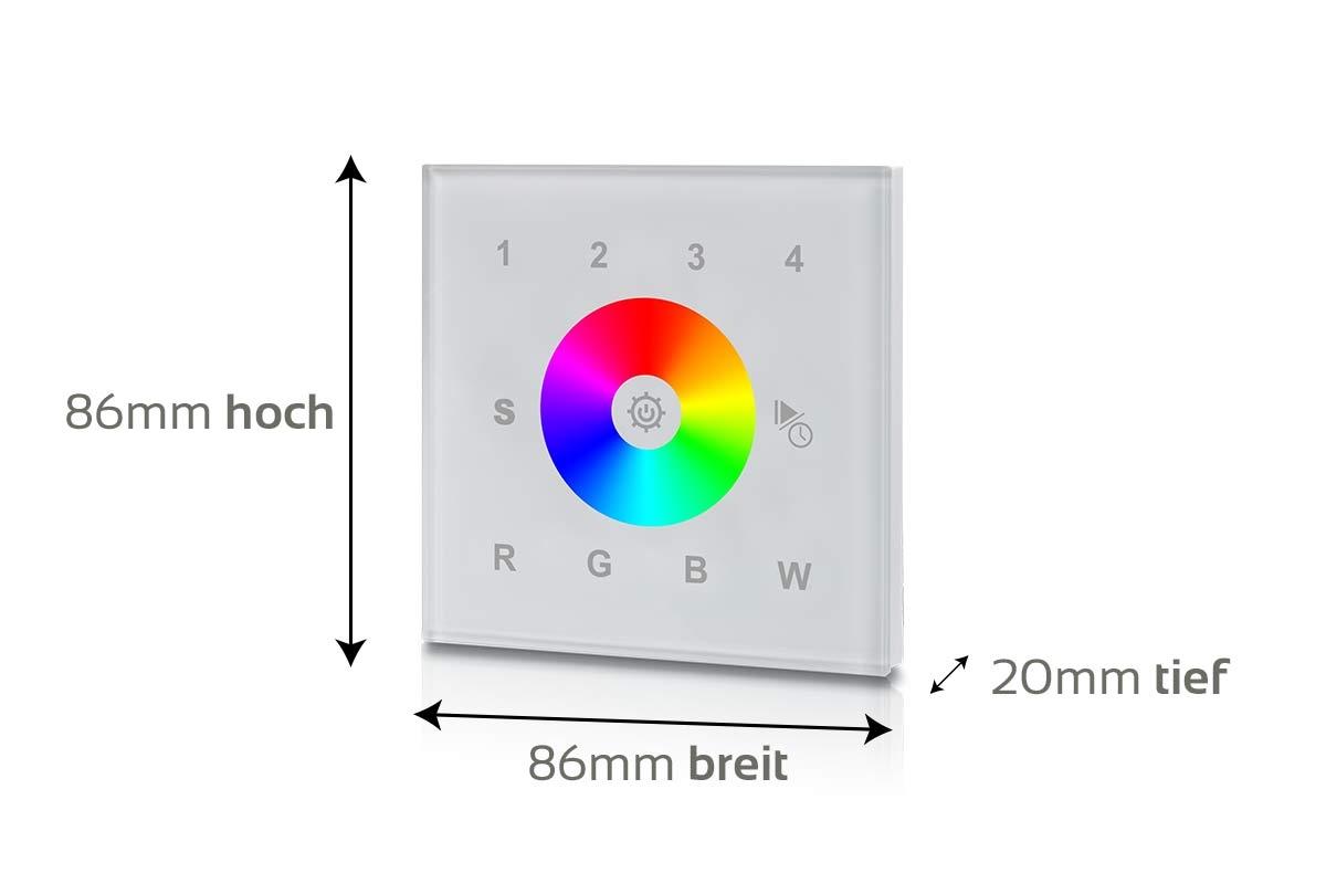RGBW Wandsteuerung ATOS4, 4-Zonen, Touch-Glas weiss