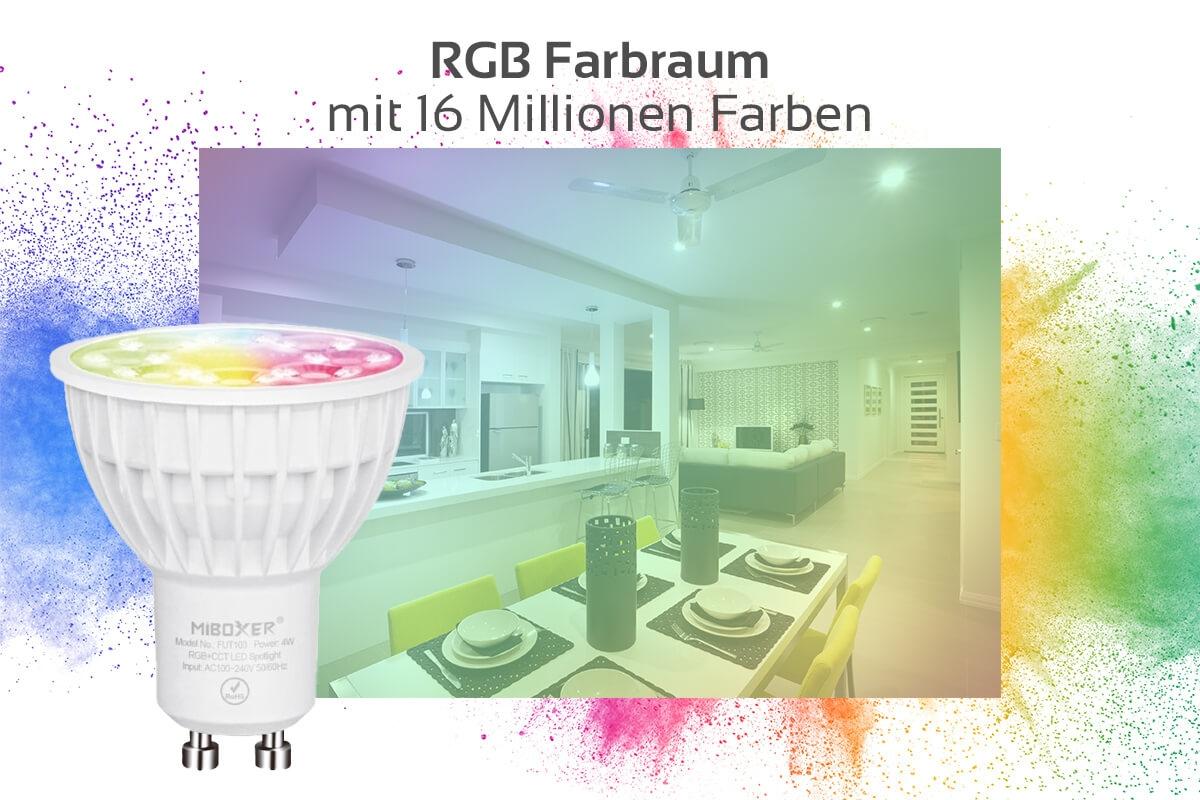 MiBoxer RGB+CCT LED Spot 4W GU10 | WiFi ready | FUT103