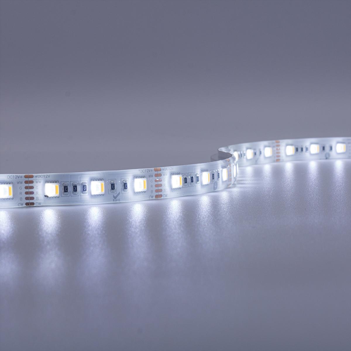 Strip 12V LED Streifen 5M 18W/m 60LED/m 12mm - Lichtfarbe: RGB+CCT Dual Weiß - Schutzart: IP65