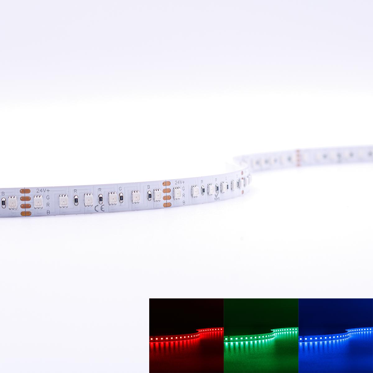 HighLumen 24V LED Streifen 5M 18W/m 120LED/m 10mm Farbwechsel - Lichtfarbe: RGB - Schutzart: IP20