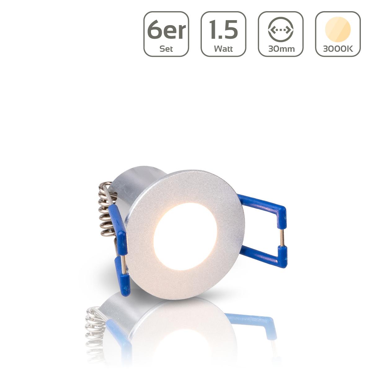 LED Mini Einbauspot 1.5W 12V 3000K IP20 35x35mm - Form: rund - Anzahl: 6x