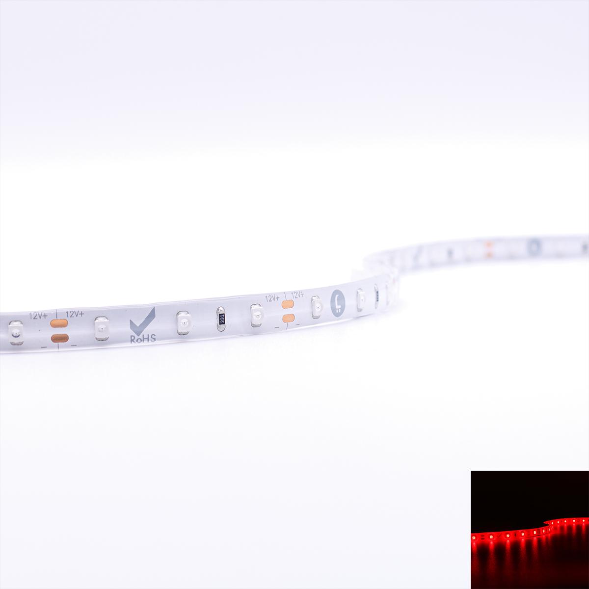 Strip 12V LED Streifen 5M 4,8W/m 60LED/m 8mm - Lichtfarbe: Rot - Schutzart: IP65