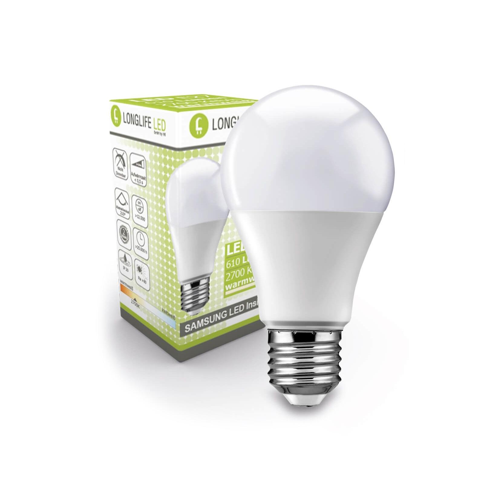 LED Lampe E27 7W A60 matt 610lm 210°Abstrahlwinkel - Lichtfarbe: Warmweiß 2700K