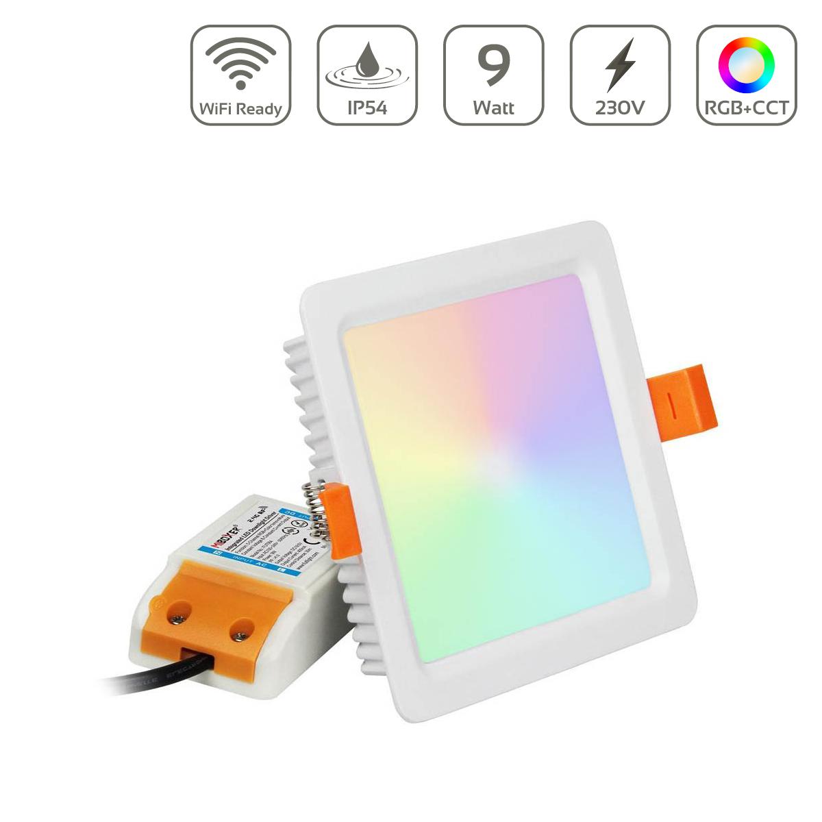 MiBoxer RGB+CCT LED Einbaustrahler eckig weiss 9W 120x120mm 2.4GHz WiFiready FUT064