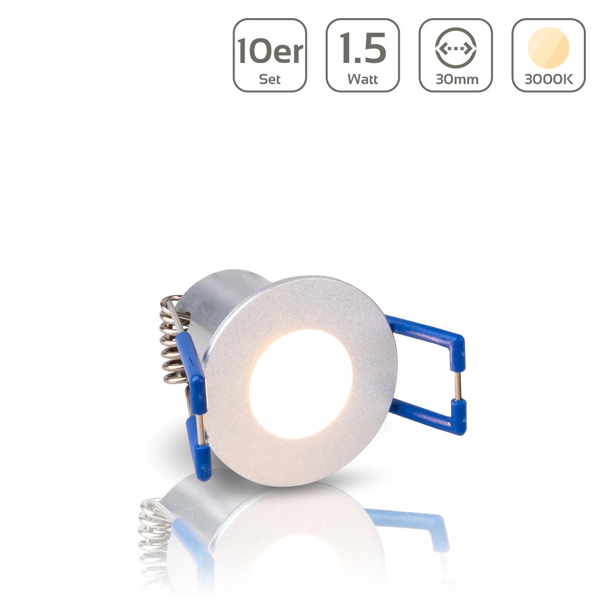 LED Mini Einbauspot 1.5W 12V 3000K IP20 35x35mm - Form: rund - Anzahl: 10x
