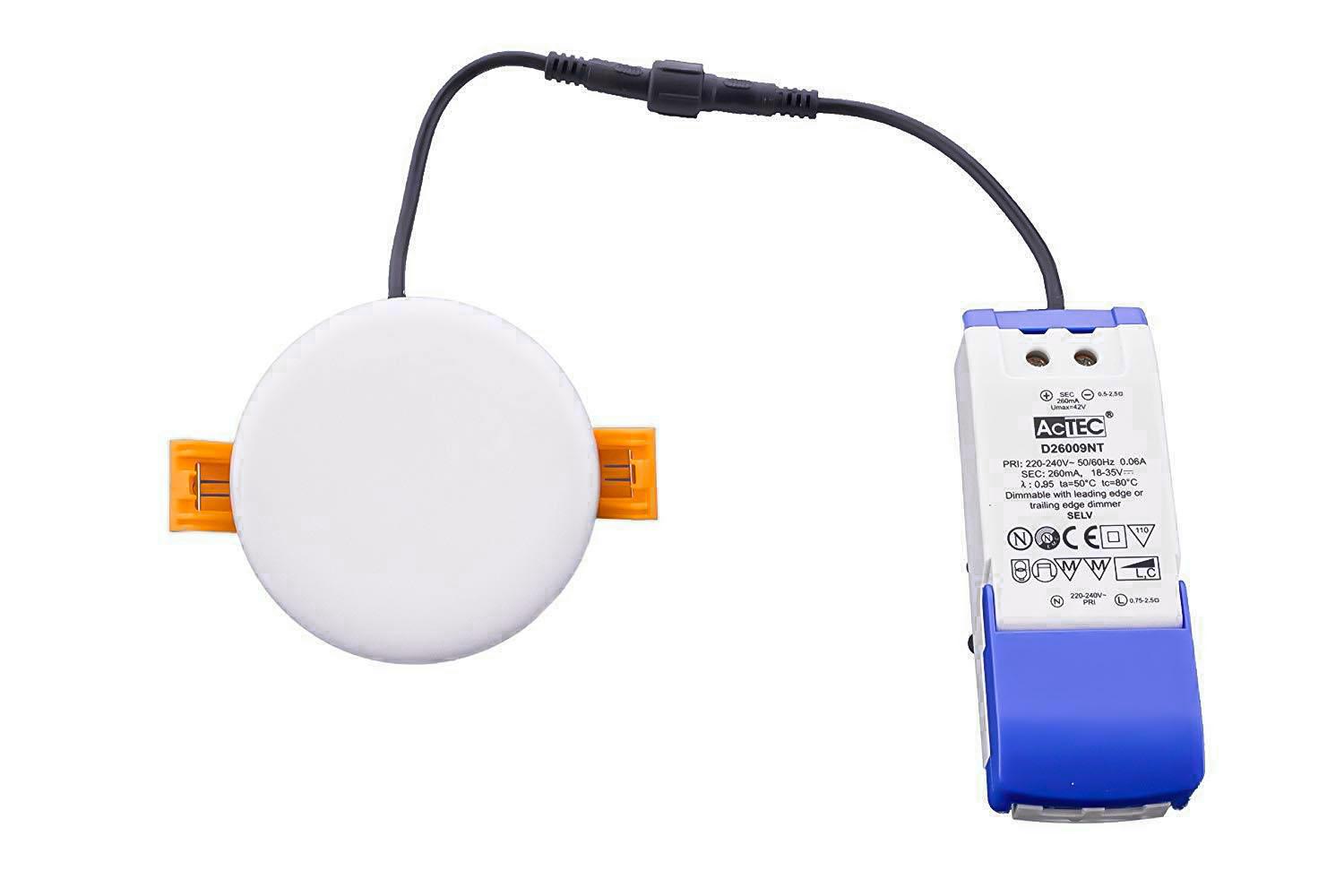 LED Panel Einbaustrahler rund weiss IP66 dimmbar - Lichtfarbe: Neutralweiß 4000K - Ausführung: 6W Ø 75mm