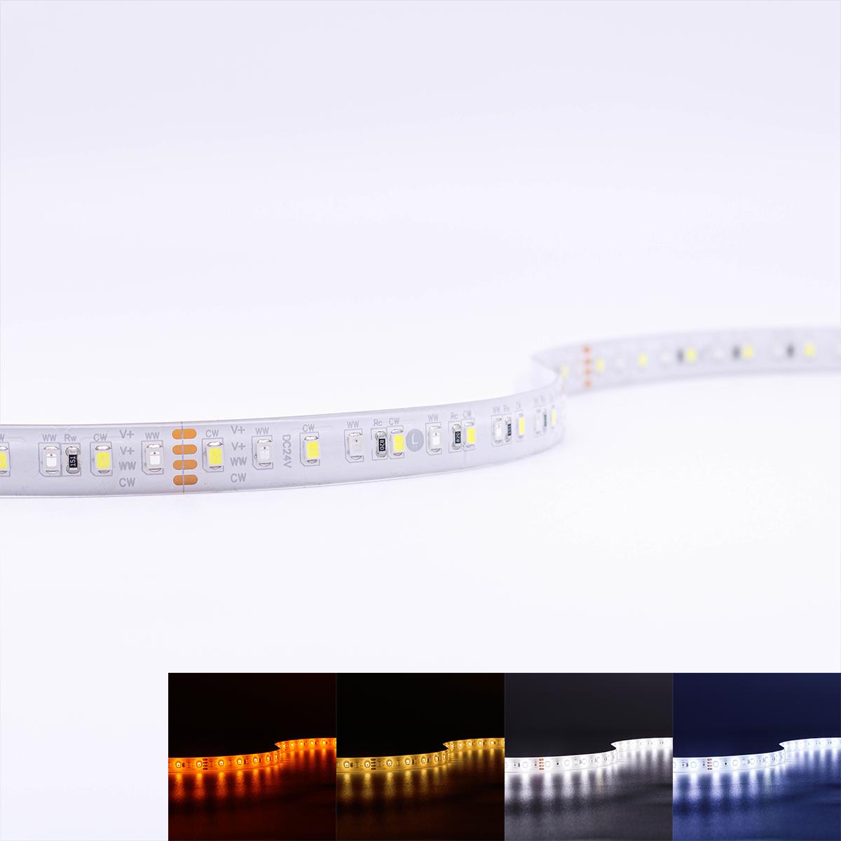 Strip CCT Full Spectrum 24V LED Streifen 5M 18W/m 120LED/m 12mm IP65 Lichtfarbe einstellbar