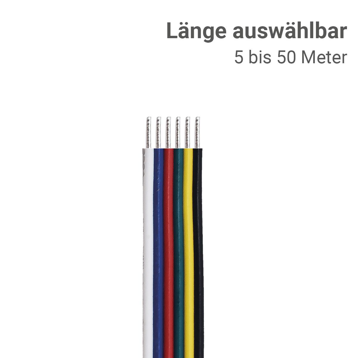 LED Kabel RGB+CCT 6-polig - Querschnitt: 6x0,5mm² / AWG20 - Länge: 7,5m