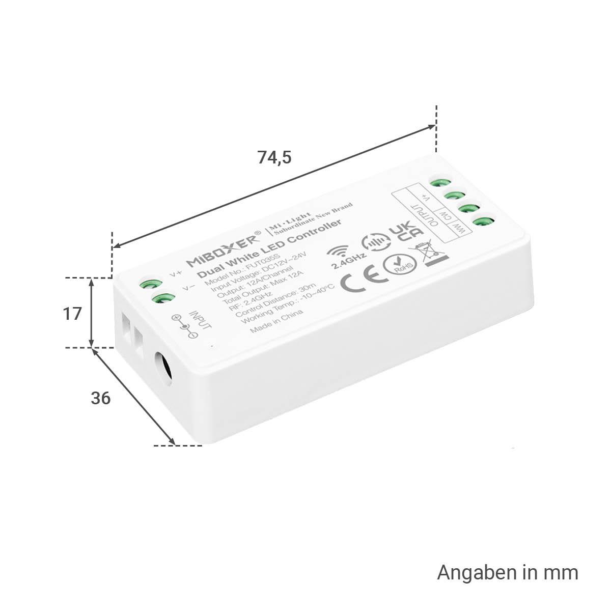 MiBoxer CCT LED Controller Mini 2 Kanal 12/24V Multifunktion LED Strip Panel Steuerung FUT035S