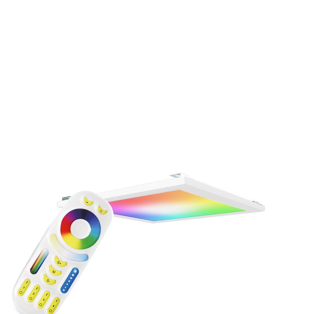 RGB+CCT LED Panel 30x30cm inkl. MiBoxer Smarthomesteuerung 18W 24V Rahmen weiß - Panelmontage:  Z Halterung für Wand und Deckenmontage