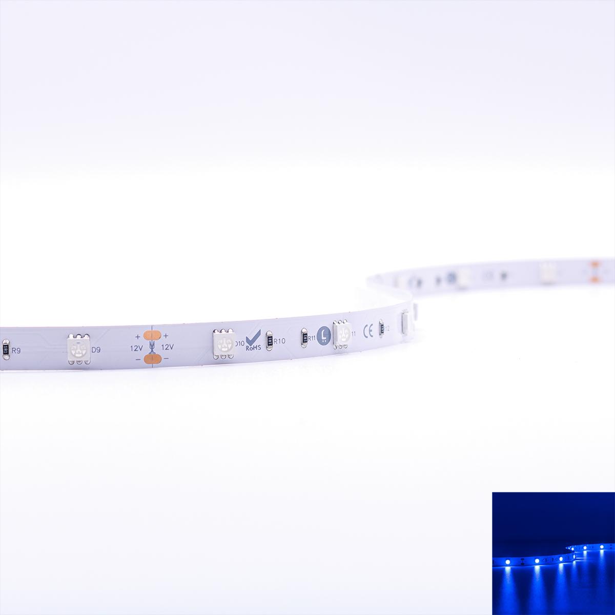 Strip 12V LED Streifen 5M 7,2W/m 30LED/m 10mm - Lichtfarbe: Blau - Schutzart: IP20