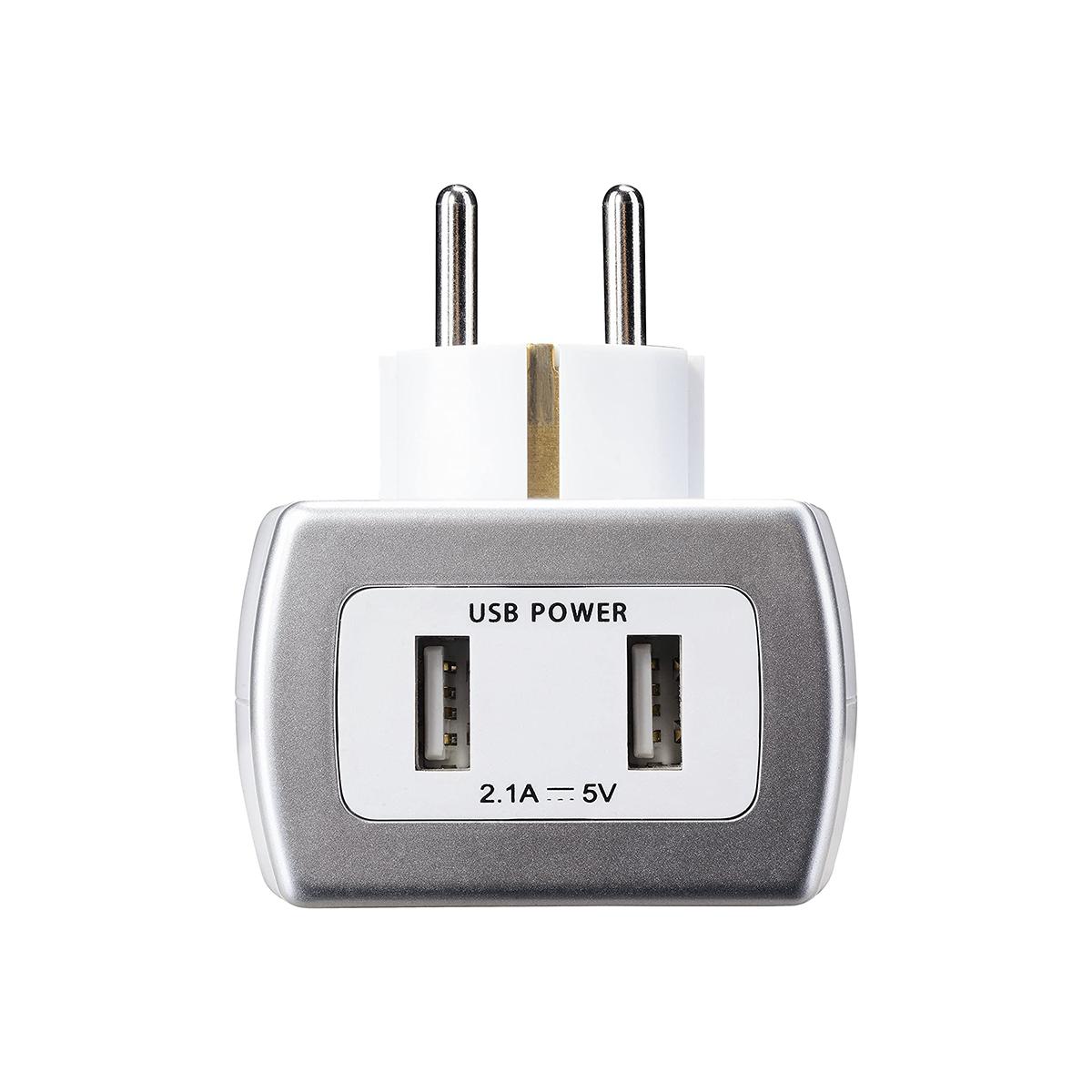 Masterplug Aufsatzsteckdose EU weiß / 2x USB 5V 2.1A / Überspannungsschutz Blitzschutz 