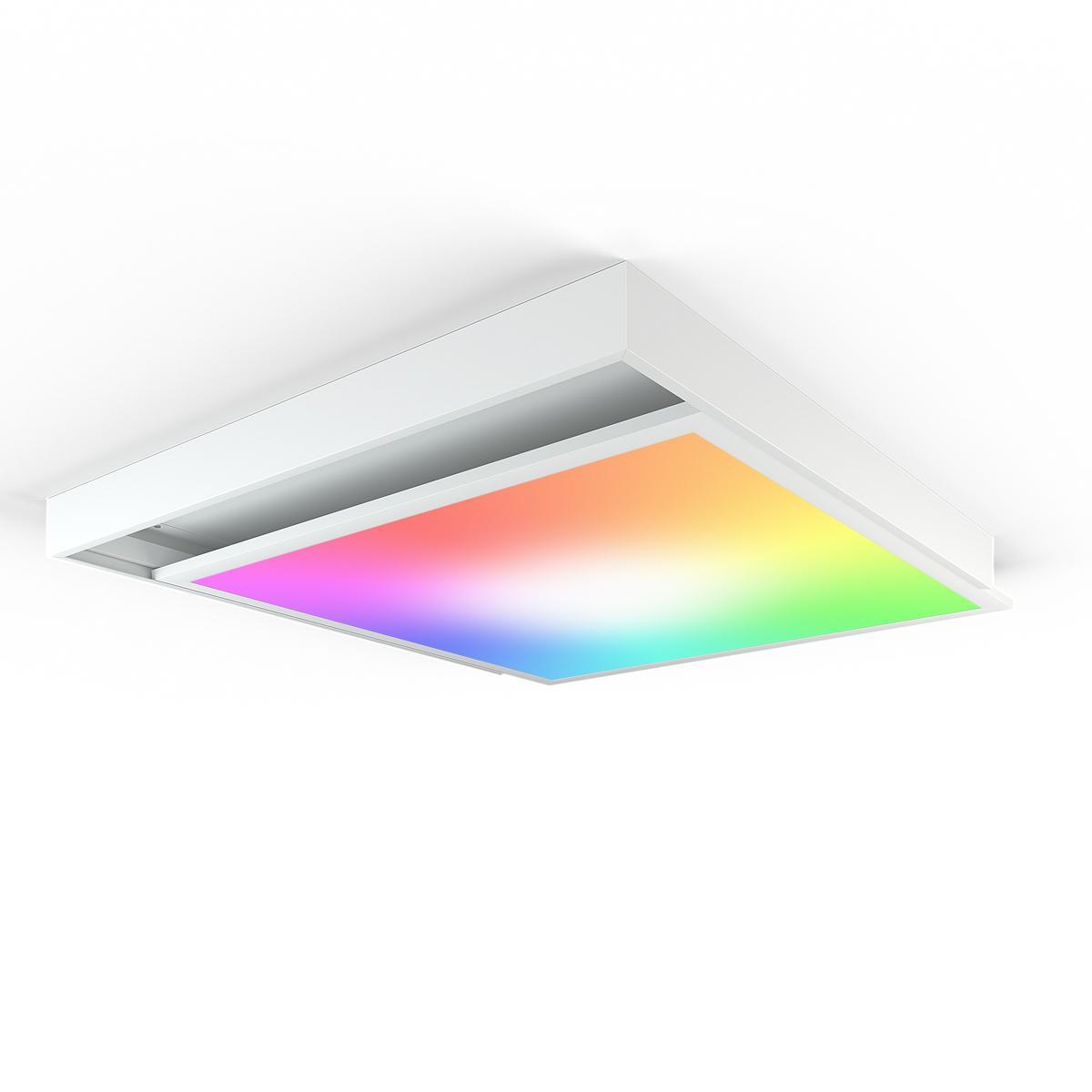 RGB+CCT LED Panel 60x60cm inkl. MiBoxer Smarthomesteuerung 48W 24V Rahmen weiß - Panelmontage:  Aufbaurahmen Click weiß