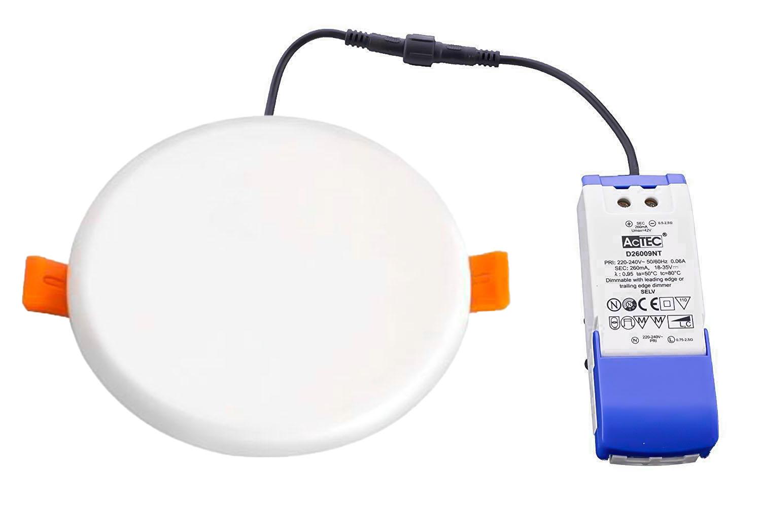 LED Panel Einbaustrahler rund weiss IP66 dimmbar - Lichtfarbe: Warmweiß 3000K - Ausführung: 20W Ø185mm