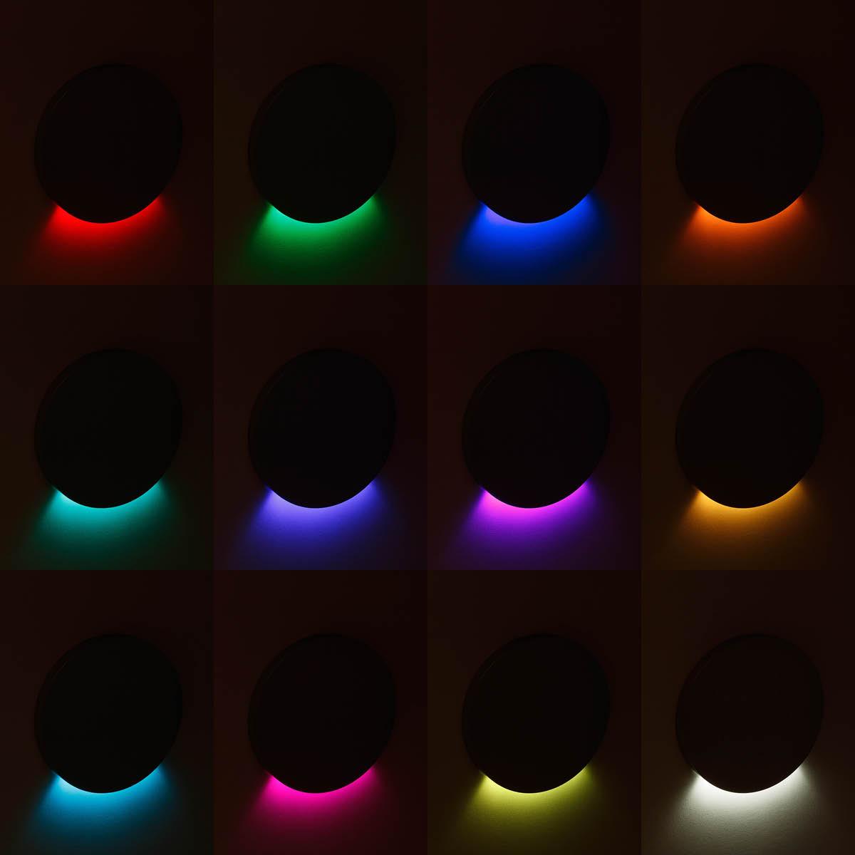 LED Treppenleuchte IP44 rund weiß - Lichtfarbe: RGB Warmweiß 3W - Lichtaustritt: Kato