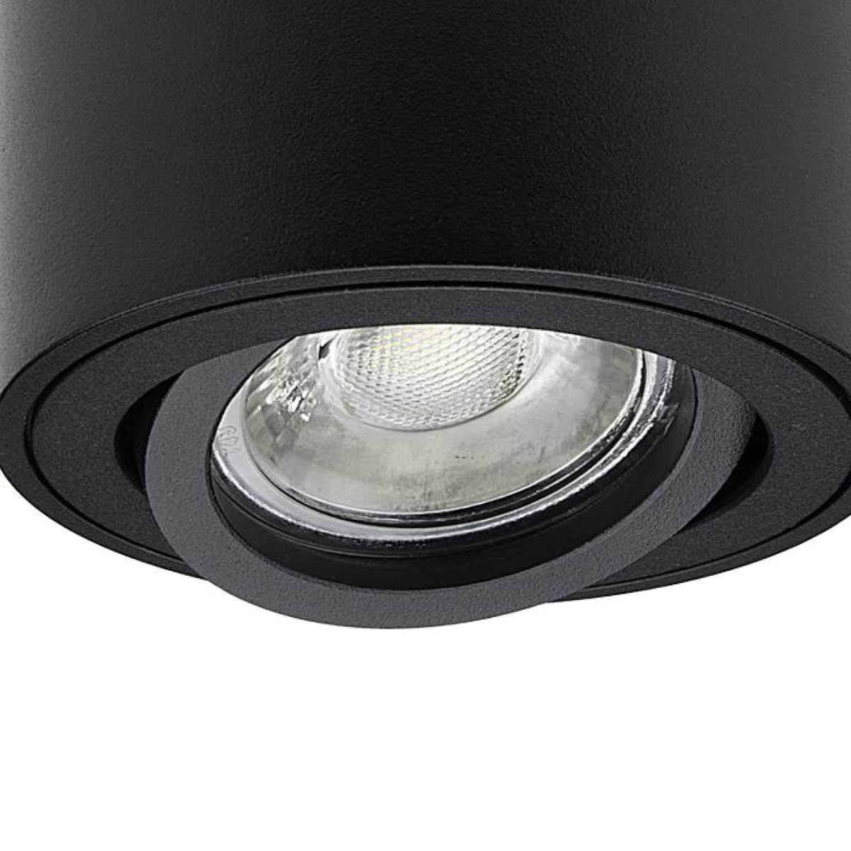 Runder Aufbaustrahler schwarz schwenkbar Deckenbeleuchtung - LED  Leuchtmittel: GU10 5W Warmweiß 230V 40° | Deckenstrahler