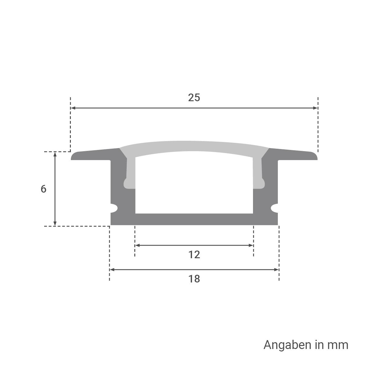 Alu Fugen-Profil eloxiert 18x6mm opal 200cm
