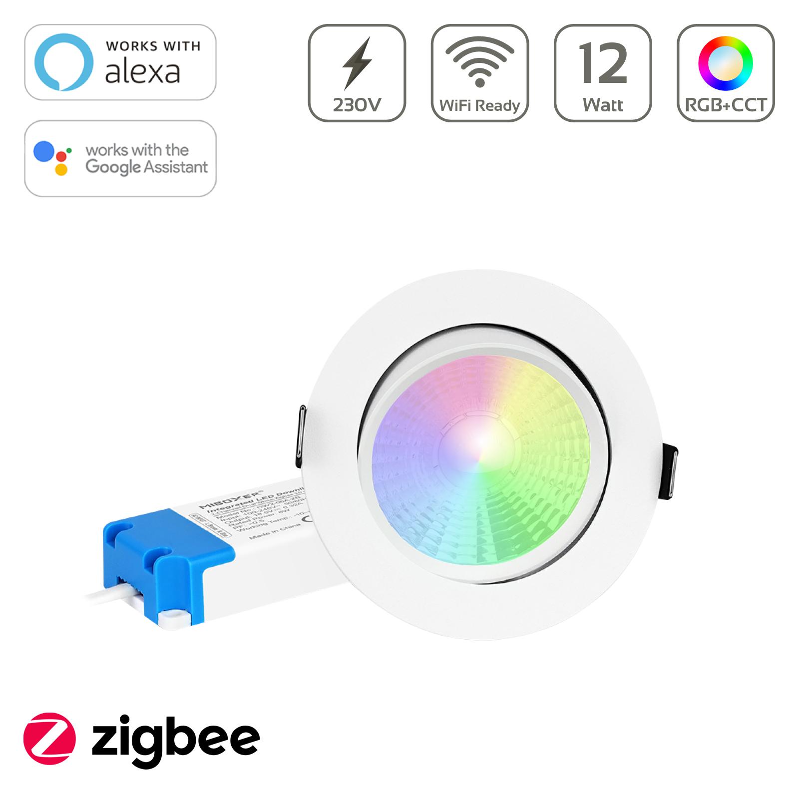 MiBoxer CCT Zigbee 3.0 LED Einbaustrahler rund weiss 12W Ø108,3mm DW2-12A-ZB