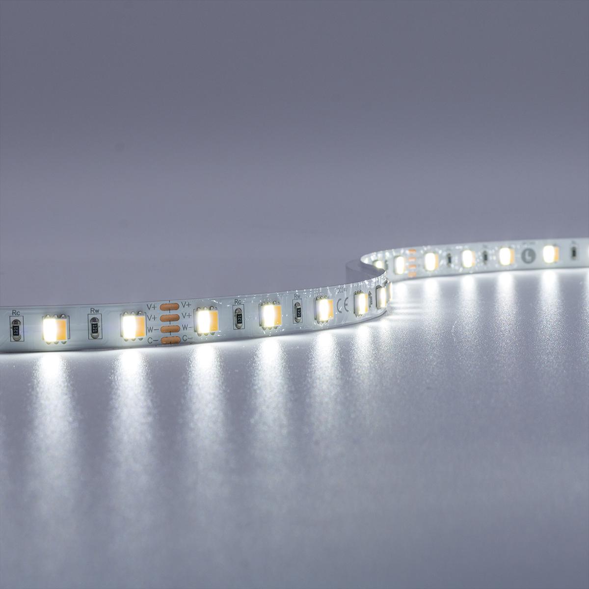 Strip 24V LED Streifen 5M 14,4W/m 60LED/m 10mm - Lichtfarbe: CCT 2700-6500K - Schutzart: IP20