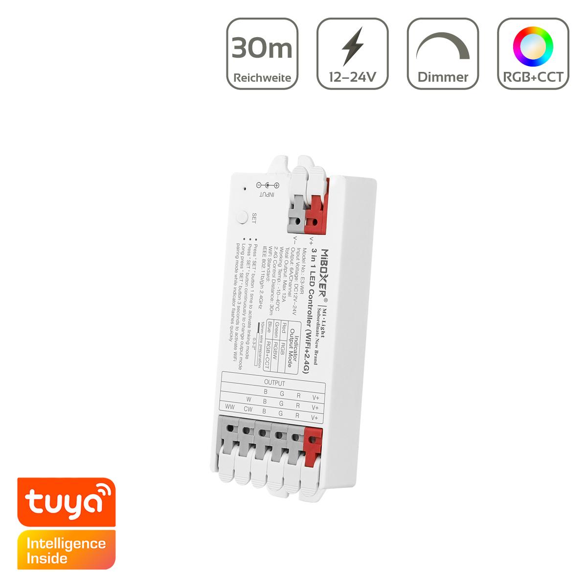 MiBoxer Easy RGB/RGBW/RGB+CCT WIFI LED Controller 3 in 1 / 5 Kanal 12/24V Tuya Alexa Google Steuerung E3-WR