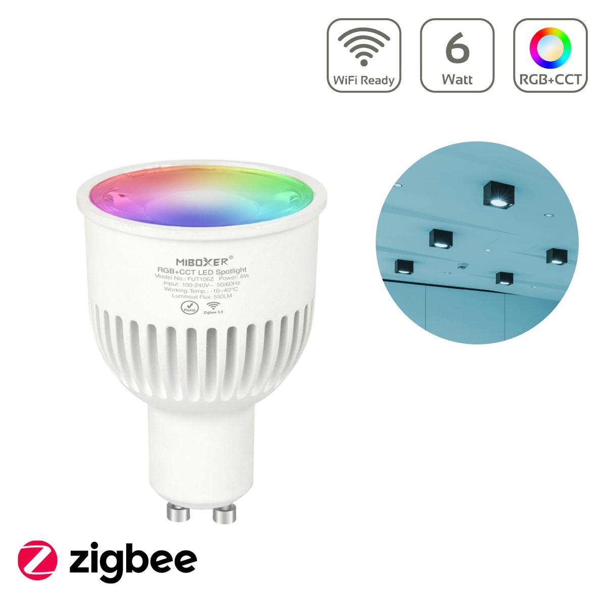 MiBoxer Zigbee 3.0 RGB+CCT LED Spot 6W GU10 FUT106Z