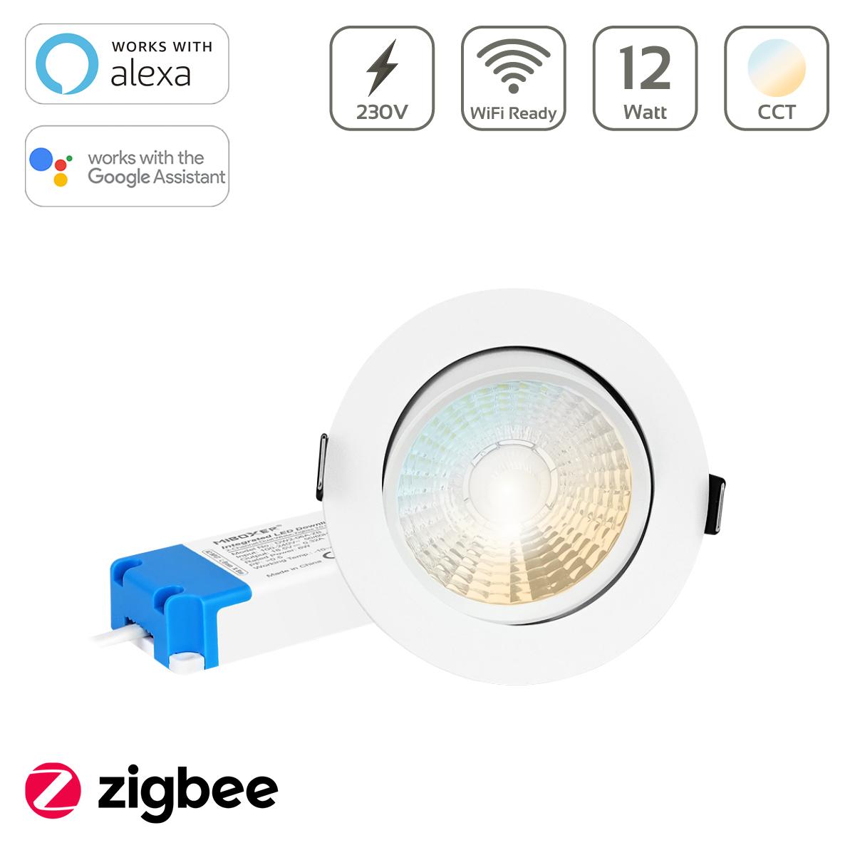 MiBoxer Zigbee 3.0 CCT LED Einbaustrahler rund weiss 12W Ø108,3mm DW2-12A-ZB