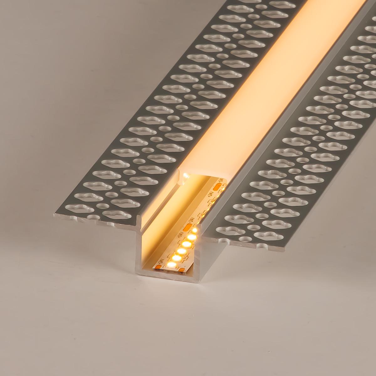 LED Trockenbau U-Einbau-Profil eloxiert 55,5 x 15mm opal - Länge: 100cm