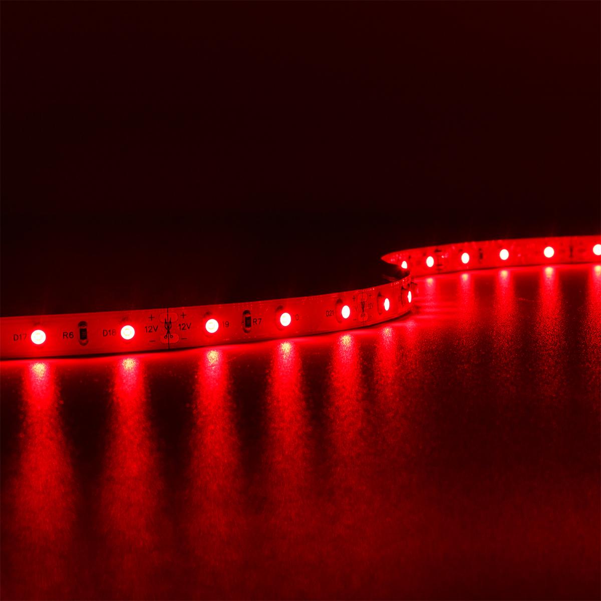 Strip 12V LED Streifen 5M 4,8W/m 60LED/m 8mm - Lichtfarbe: Rot - Schutzart: IP20