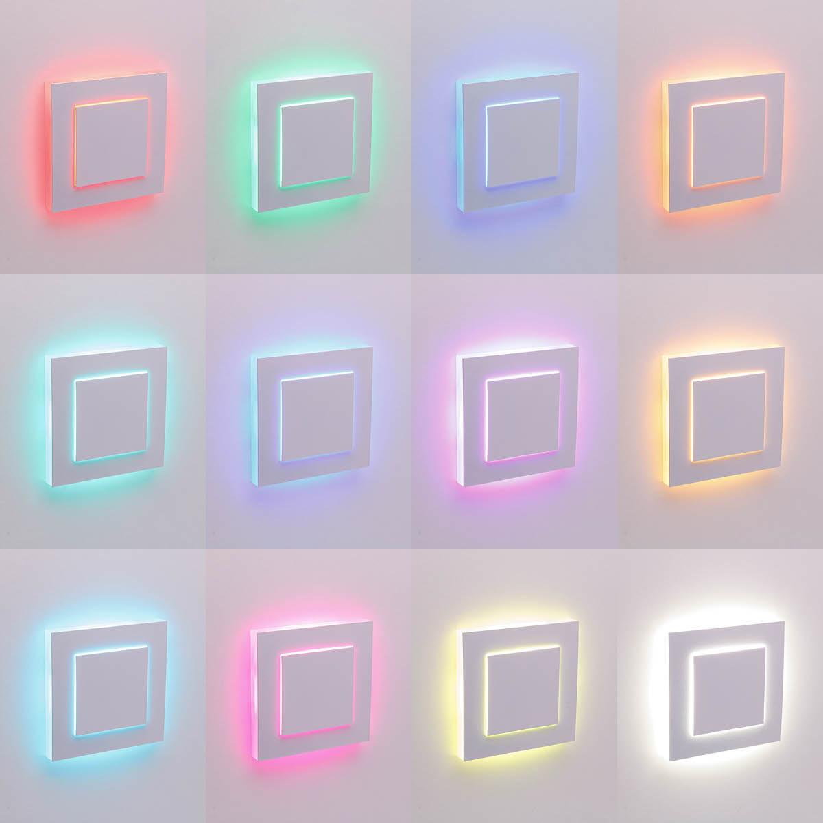 LED Treppenleuchte IP44 eckig weiß - Lichtfarbe: RGB Warmweiß 3W - Lichtaustritt: Doppio