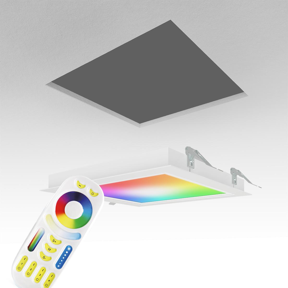 RGB+CCT LED Panel 30x30cm inkl. MiBoxer Smarthomesteuerung 18W 24V Rahmen weiß - Panelmontage:  Einbaurahmen weiß
