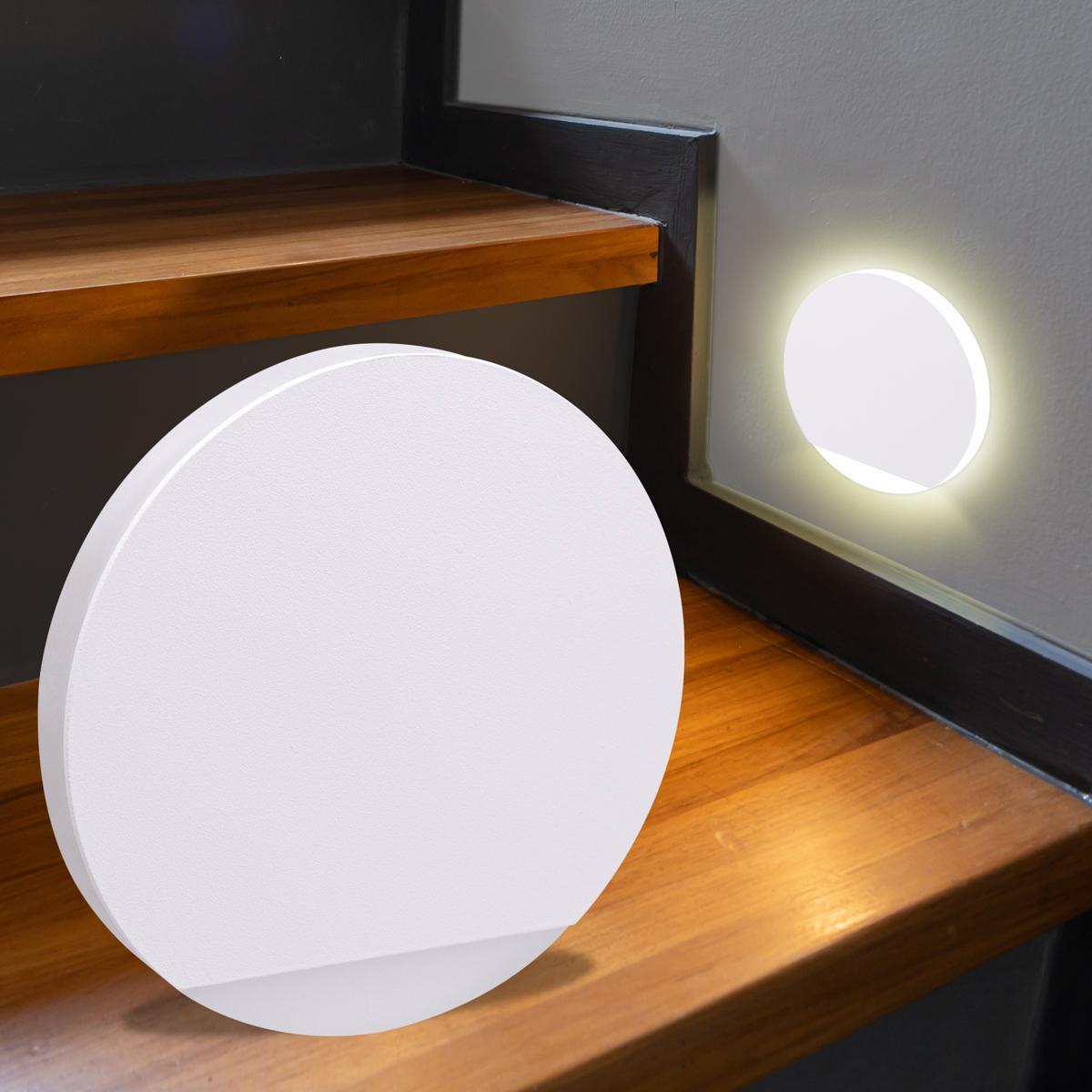 LED Treppenleuchte rund weiß 230V - Lichtfarbe: Warmweiß 1,5W - Lichtaustritt: Orbis
