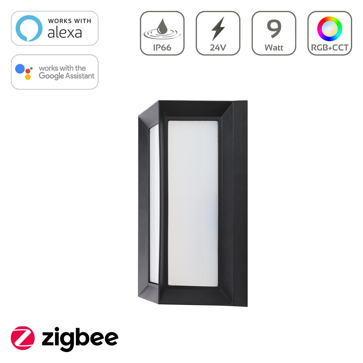 MiBoxer Wandlampe eckig 9W 24V RGB+CCT Zigbee WA5-09S-ZL