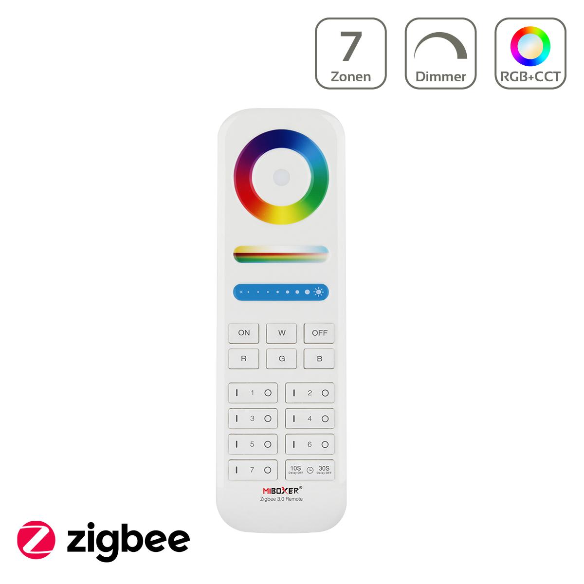 MiBoxer Zigbee 3.0 RGB+CCT Fernbedienung 7 Zonen Dimmen Schalten Farbsteuerung FUT089Z