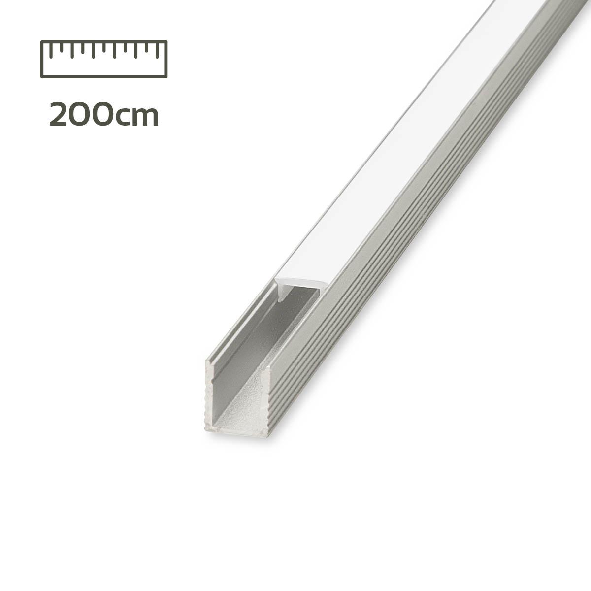 LED Aufbau U-Profil eloxiert 7,8 x 8,9mm opal 200cm 