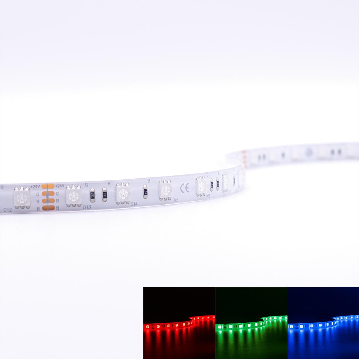 Strip RGB 24V LED Streifen 7,5M 14,4W/m 60LED/m 10mm IP65 Farbwechsel