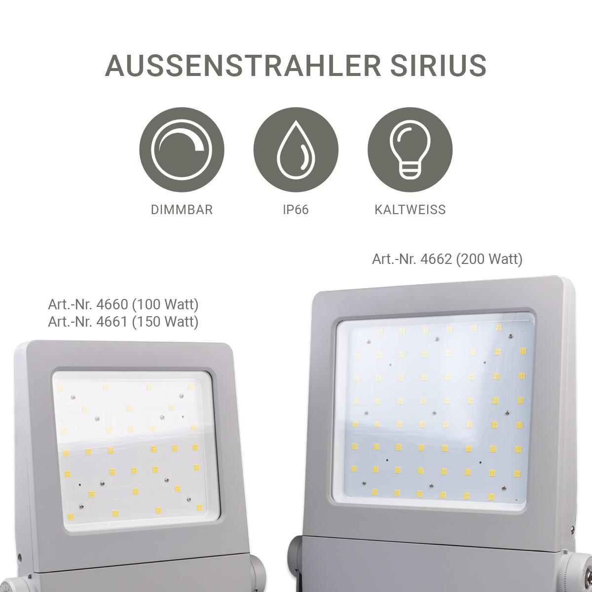 LED Außenstrahler Sirius 5000K Kaltweiß - Ausführung: 100W 14.000 Lumen