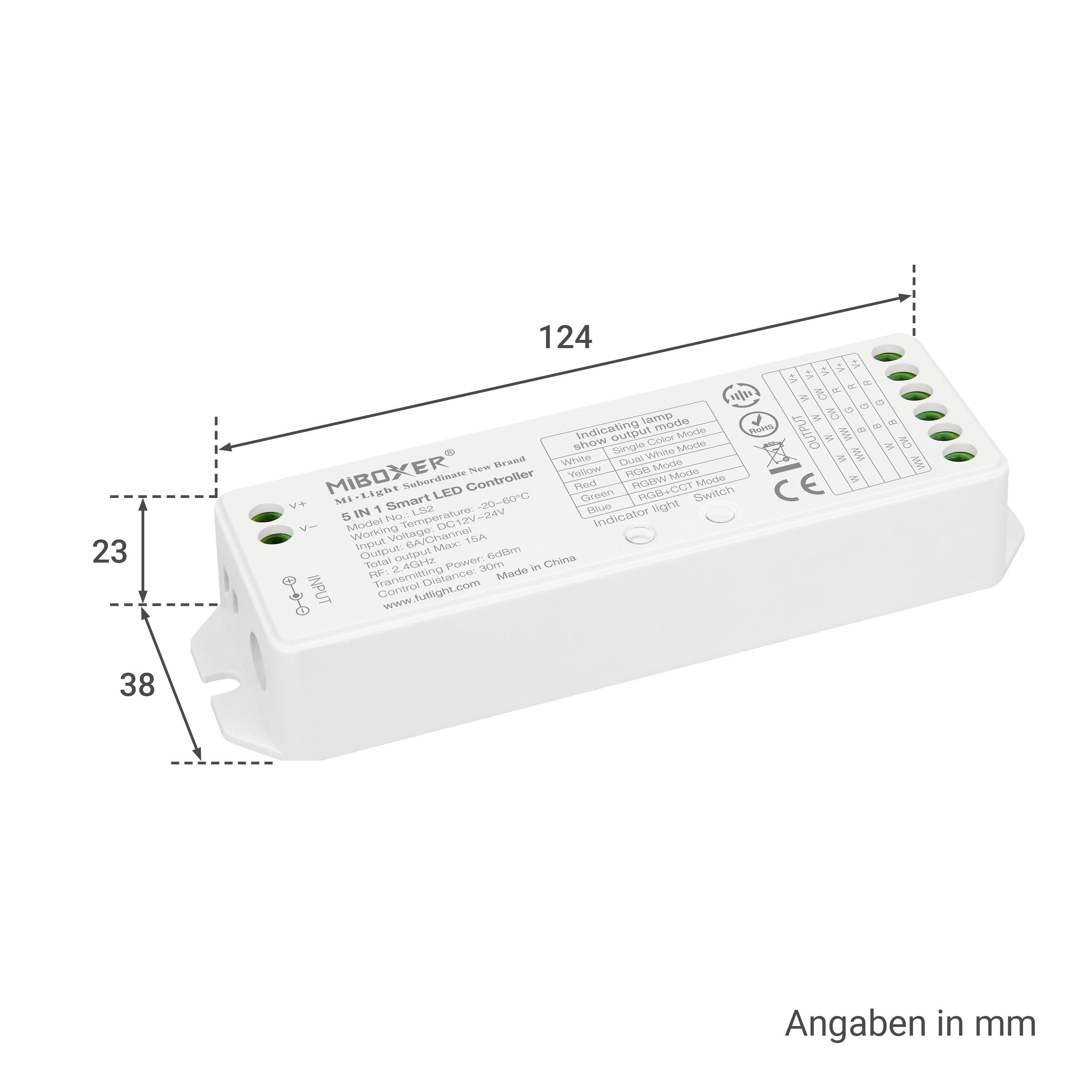 MiBoxer RGB+CCT LED Controller 5 Kanal 12/24V Multifunktion LED Strip Panel Steuerung LS2