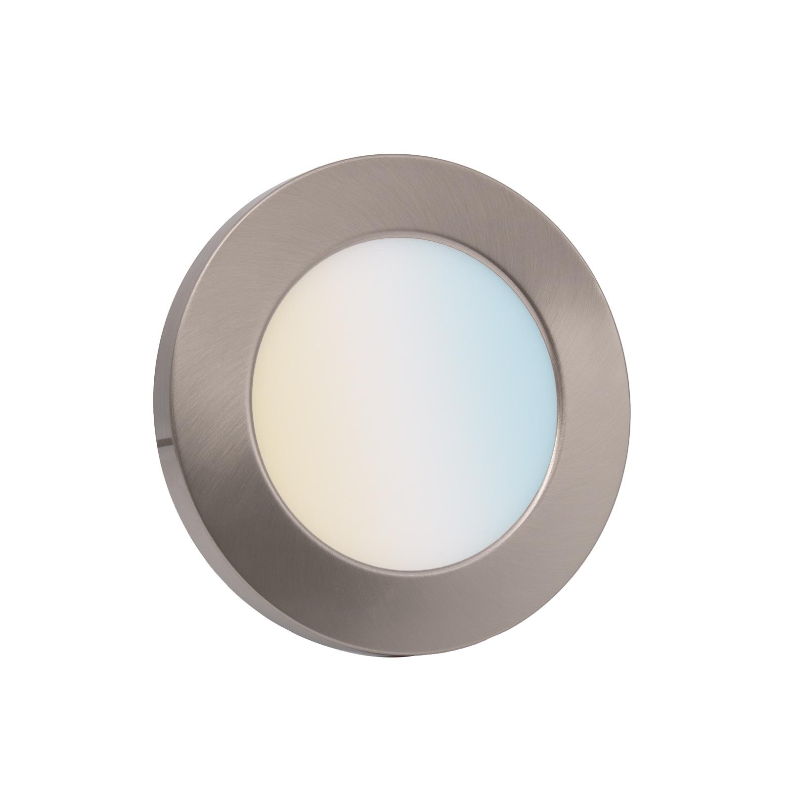 CCT LED Ein-Aufbaustrahler rund silber 6W Ø140mm mit Silber-farbigen Abdeckring