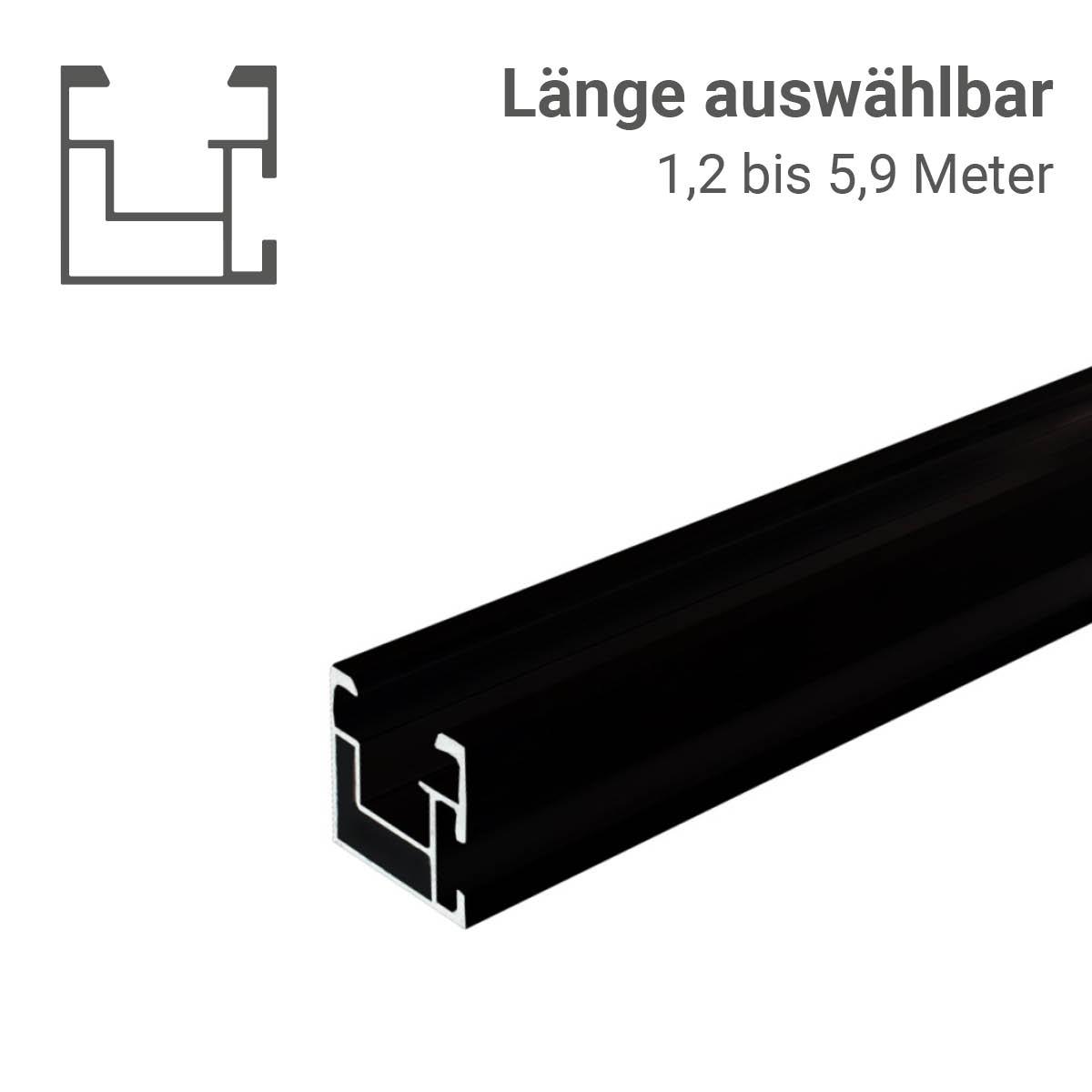Avanti Profil schwarz eloxiert mit seitlicher Anbindung/Hammerkopfschr. M10